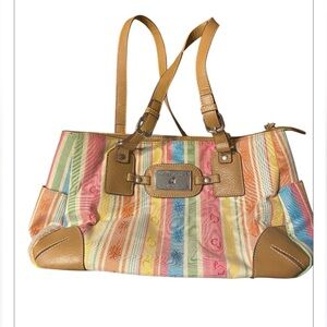 Caribbean Joe Multicolor Striped tropical Women's shoulder Bag.
